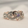 Women's Simple Heart Shaped Zircon Ring Rose Princess Style Electroplated Metal Hand Jewelry