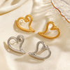 Women's Simple Hiphop Heartshaped Stainless Steel Vacuum Electroplated Earrings