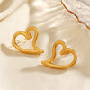 Women's Simple Hiphop Heartshaped Stainless Steel Vacuum Electroplated Earrings