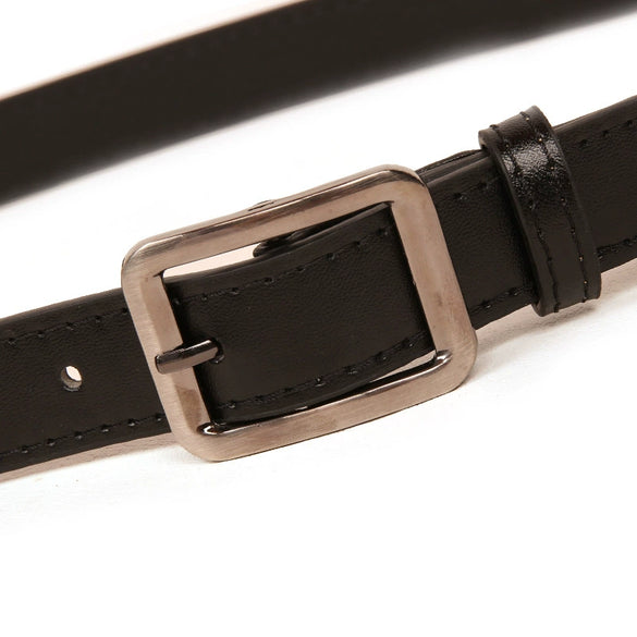 Women's Simple Imitation Leather Belt With Square Alloy Pin Buckle Electroplated Finish Casual Versatile Decorative Belt