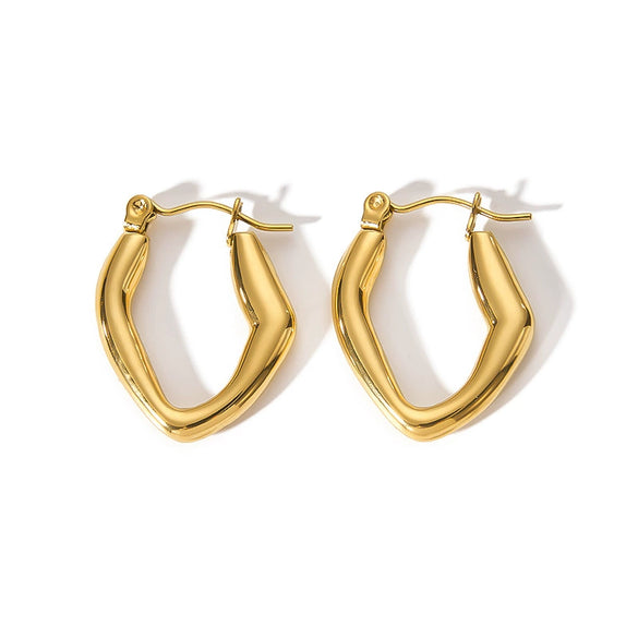 Women's Simple Irregular Geometric Stainless Steel Earrings With Pvd Furnace Real Gold Treatment