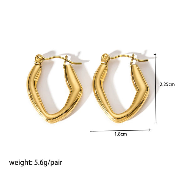 Women's Simple Irregular Geometric Stainless Steel Earrings With Pvd Furnace Real Gold Treatment