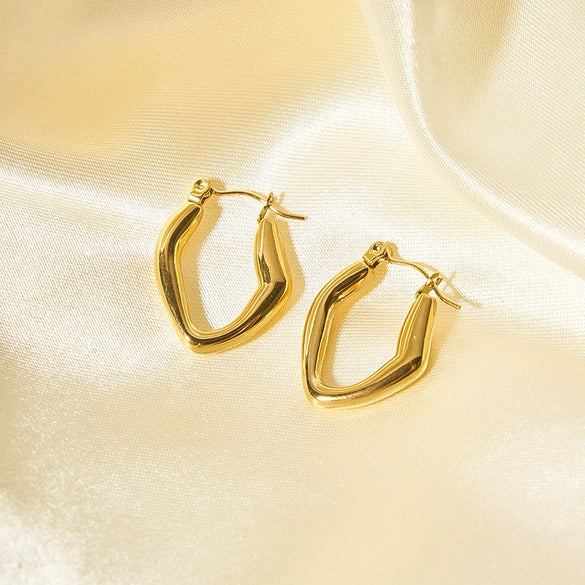 Women's Simple Irregular Geometric Stainless Steel Earrings With Pvd Furnace Real Gold Treatment