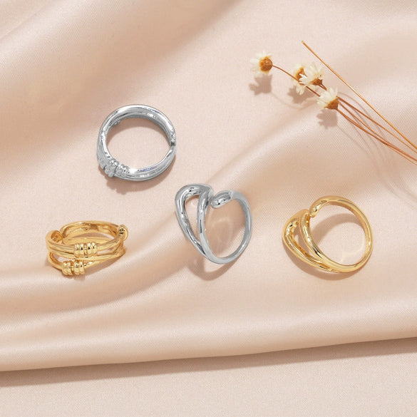 Women's Simple Irregular Open Ring Copper Plated 18K Gold