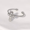 Women's Simple Light Luxury Gold Plated Stainless Steel Ring With Cross Opening And Color Diamond Electroplated