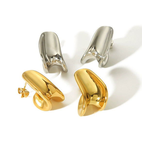 Women's Simple Light Luxury Highend Titanium Steel Irregular Arc Geometric Electroplated Earrings