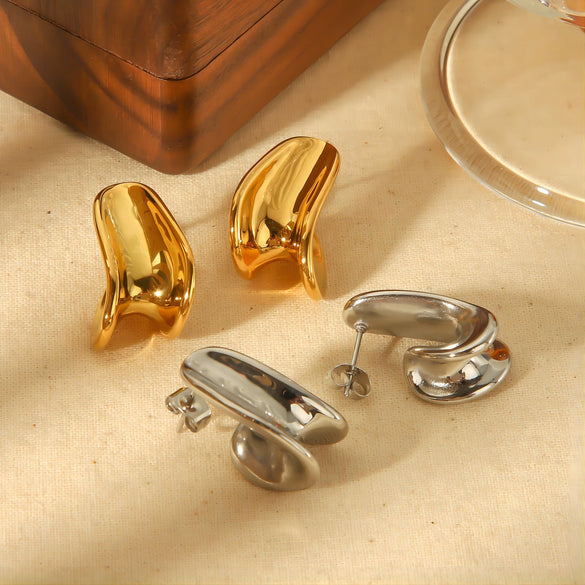 Women's Simple Light Luxury Highend Titanium Steel Irregular Arc Geometric Electroplated Earrings