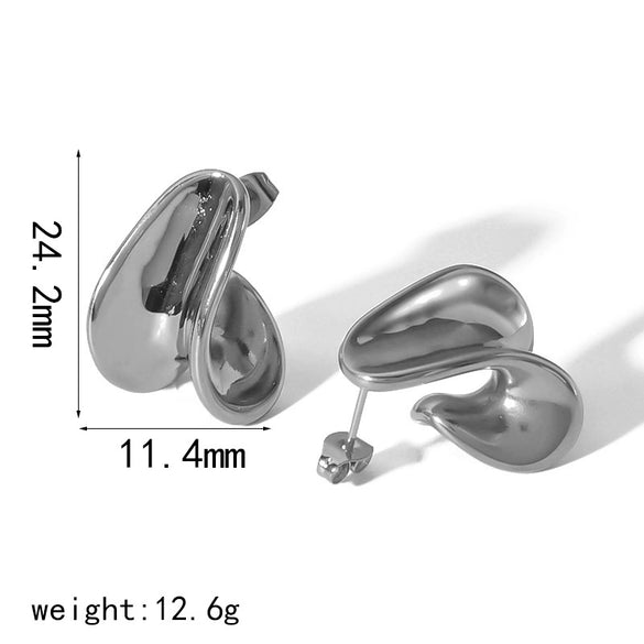 Women's Simple Light Luxury Highend Titanium Steel Irregular Arc Geometric Electroplated Earrings