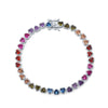 Women's Simple Light Luxury S925 Silver Love Rainbow Zircon Bracelet With Geometric Pattern And Diamond Design