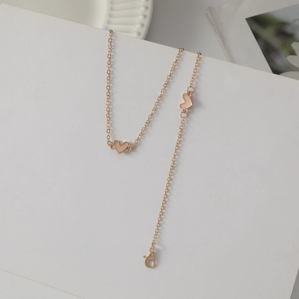 Women's Simple Love Oil Dropping Alloy Heart Shaped Necklace And Clavicle Bracelet