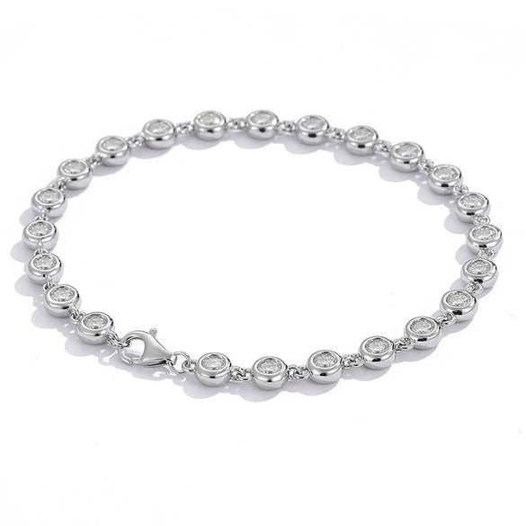 Women's Simple Luxurious Trendy Niche Design Diamond Bubble Moissanite Bracelet In Exquisite Sterling Silver Set With Diamonds