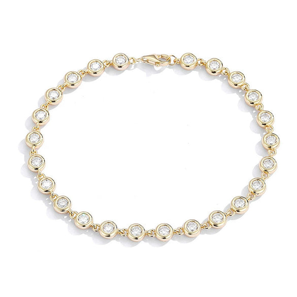 Women's Simple Luxurious Trendy Niche Design Diamond Bubble Moissanite Bracelet In Exquisite Sterling Silver Set With Diamonds