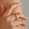 Women's Simple Luxury Style Titanium Steel Geometric Ring Electroplated 18K Real Gold
