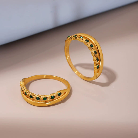 Women's Simple Luxury Style Titanium Steel Geometric Ring Electroplated 18K Real Gold