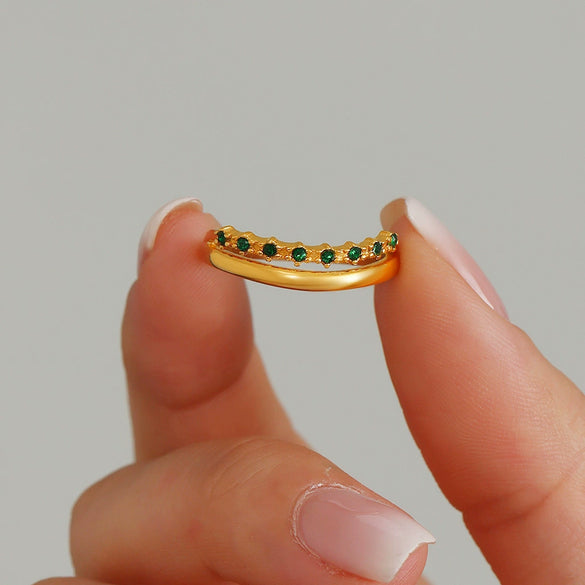 Women's Simple Luxury Style Titanium Steel Geometric Ring Electroplated 18K Real Gold
