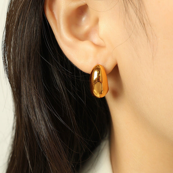 Women's Simple Natural Style 316L Stainless Steel C Ring Earrings With Electroplating