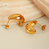 Women's Simple Natural Style 316L Stainless Steel C Ring Earrings With Electroplating