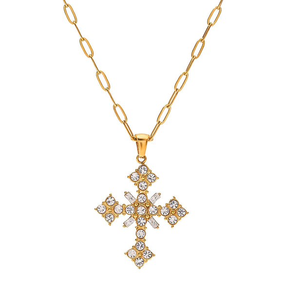 Women's Simple Necklace With White Diamond Pendant Tbar Titanium Steel And Stainless Steel Box Chain Electroplated