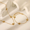 Women's Simple Niche Design Flower Rhinestone Titanium Steel Necklace And Daisy Bracelet Jewelry Suit With Inlay And Pvd Furnace Real Gold Treatment