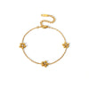 Women's Simple Niche Design Flower Rhinestone Titanium Steel Necklace And Daisy Bracelet Jewelry Suit With Inlay And Pvd Furnace Real Gold Treatment