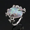 Women's Simple Opal Flower Branch Ring Alloy Electroplated Fashion Statement Ring