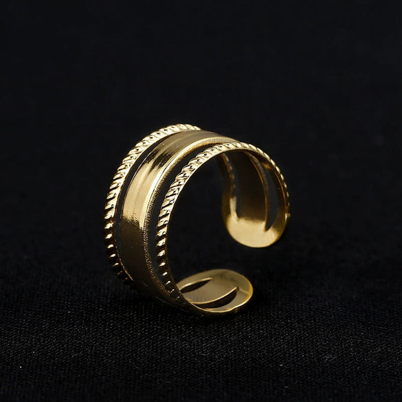 Women's Simple Opening Adjustable Titanium Steel Ring With Geometric Design And Electroplating Treatment
