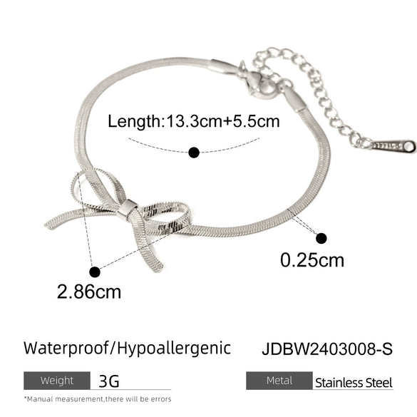 Women's Simple Personality Stainless Steel Bow Bracelet Jewelry With Electroplating
