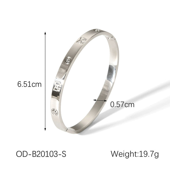 Women's Simple Plain Stainless Steel Titanium Steel Ins Style Ring Bracelet With Pvd Vacuum Plating And Electroplating