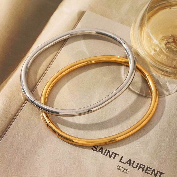 Women's Simple Plain Stainless Steel Titanium Steel Ins Style Ring Bracelet With Pvd Vacuum Plating And Electroplating