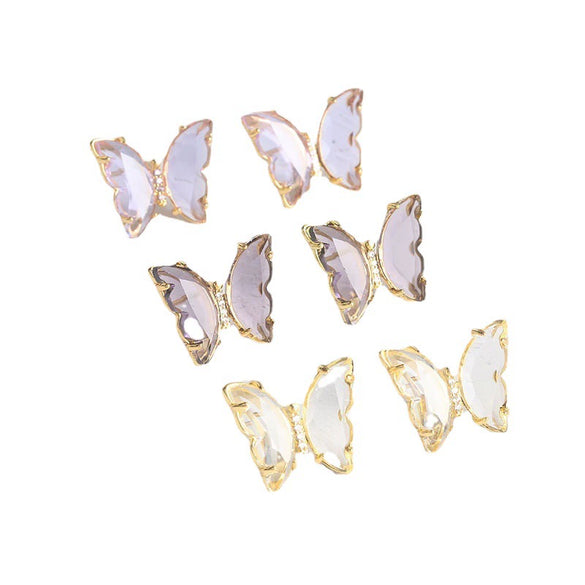 Women's Simple Polished Glass Glaze Butterfly Bow Earrings Sweet Forest Style Dangle Earrings