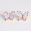 Women's Simple Polished Glass Glaze Butterfly Bow Earrings Sweet Forest Style Dangle Earrings