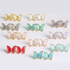 Women's Simple Polished Glass Glaze Butterfly Bow Earrings Sweet Forest Style Dangle Earrings