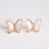 Women's Simple Polished Glass Glaze Butterfly Bow Earrings Sweet Forest Style Dangle Earrings