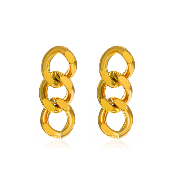 Women's Simple Popular Cuban Chain Electroplated Titanium Steel Geometric Earrings