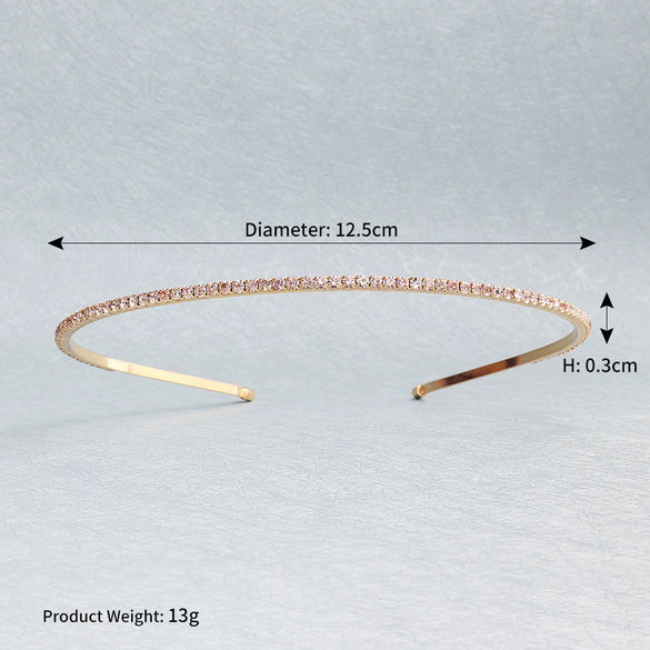 Women's Simple Rhinestone Thin Hair Hoop Diamond Style Daily Versatile Headband For Hair Accessories