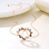 Women's Simple Rose Gold Color Heart Pendant Necklace With Artificial Zircon Inlay And O Chain