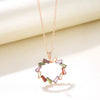 Women's Simple Rose Gold Color Heart Pendant Necklace With Artificial Zircon Inlay And O Chain