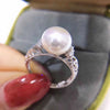 Women's Simple S925 Sterling Silver Openended Ring With Natural Freshwater Pearl