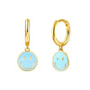 Women's Simple Smiley Face Geometric Earrings With Silver Needle Copper And Color Enamel Electroplated Ear Buckle Design