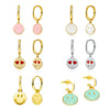 Women's Simple Smiley Face Geometric Earrings With Silver Needle Copper And Color Enamel Electroplated Ear Buckle Design