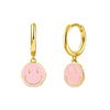 Women's Simple Smiley Face Geometric Earrings With Silver Needle Copper And Color Enamel Electroplated Ear Buckle Design