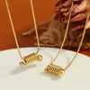 Women's Simple Spiral Spring Gold Bead Snake Bone Chain Necklace Titanium Steel 18K Gold Plated