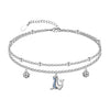 Women's Simple Stainless Steel Double Layer Anklet With Heart Shape Pattern Fashion Foot Jewelry