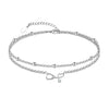 Women's Simple Stainless Steel Double Layer Anklet With Heart Shape Pattern Fashion Foot Jewelry