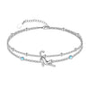 Women's Simple Stainless Steel Double Layer Anklet With Heart Shape Pattern Fashion Foot Jewelry