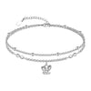 Women's Simple Stainless Steel Double Layer Anklet With Heart Shape Pattern Fashion Foot Jewelry