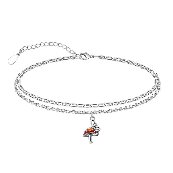 Women's Simple Stainless Steel Double Layer Anklet With Heart Shape Pattern Fashion Foot Jewelry