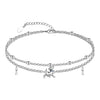Women's Simple Stainless Steel Double Layer Anklet With Heart Shape Pattern Fashion Foot Jewelry
