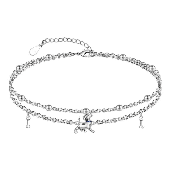 Women's Simple Stainless Steel Double Layer Anklet With Heart Shape Pattern Fashion Foot Jewelry