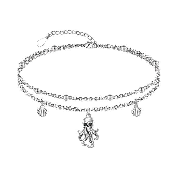 Women's Simple Stainless Steel Double Layer Anklet With Heart Shape Pattern Fashion Foot Jewelry